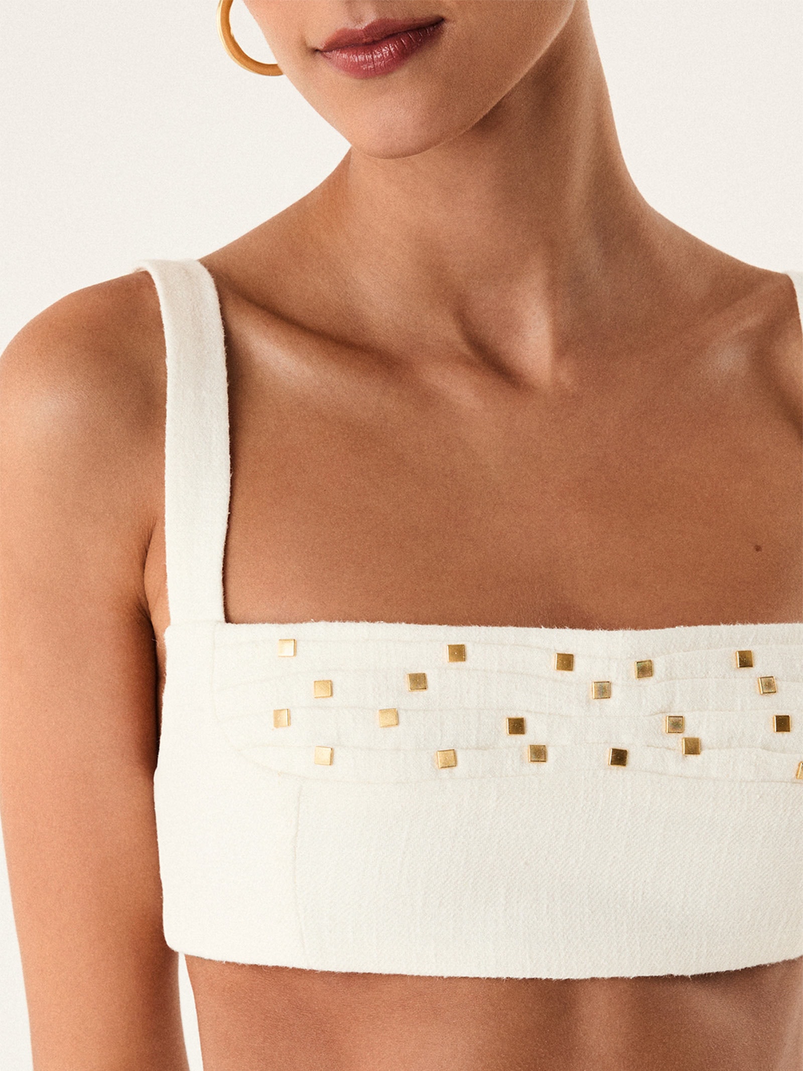 Top Curto Cleo Det Branco Vix