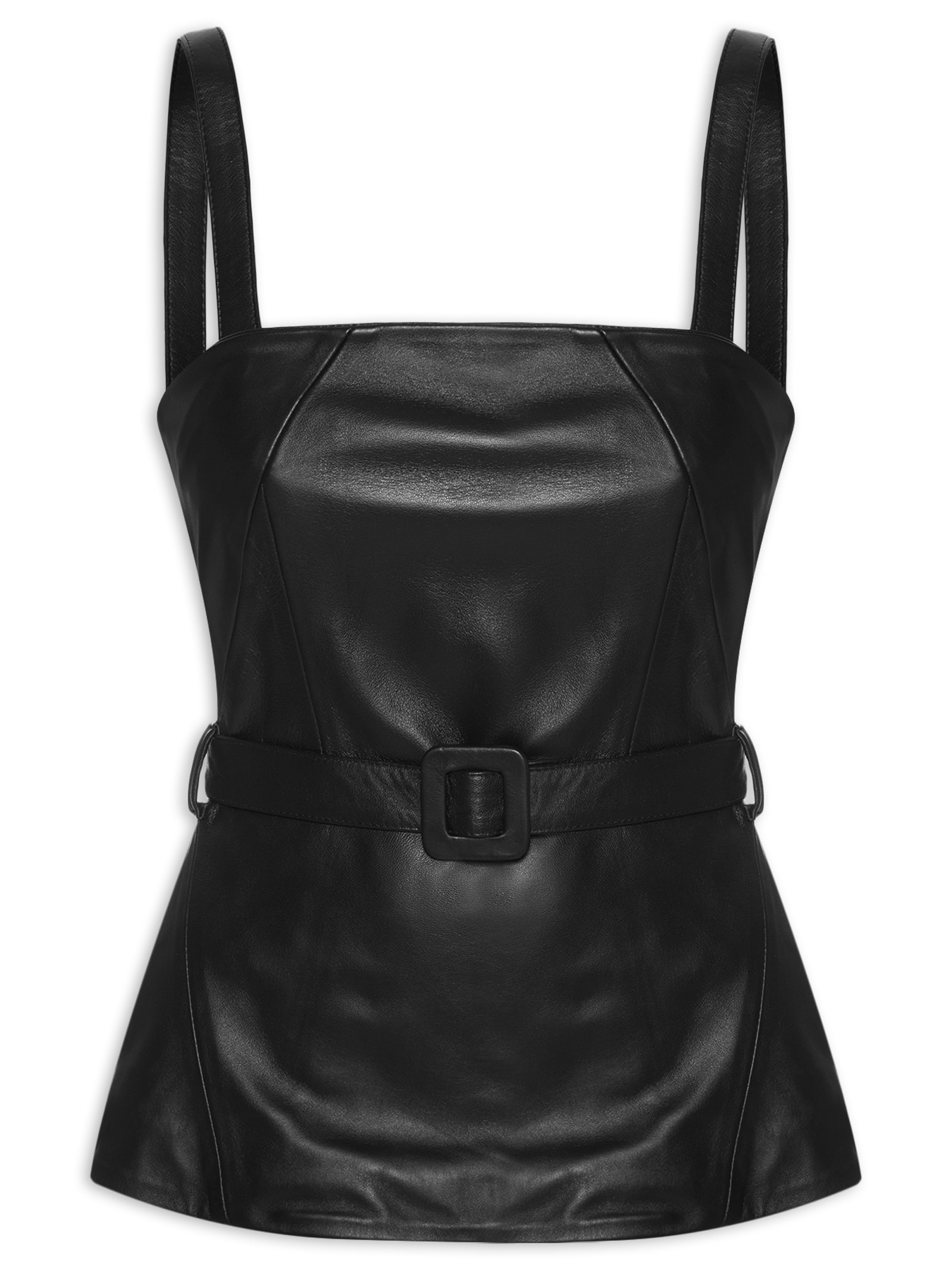 Top Dandara Couro Preto Le Lis