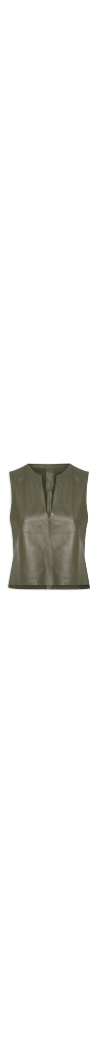 Top De Couro Amplo Decote Profundo - Verde