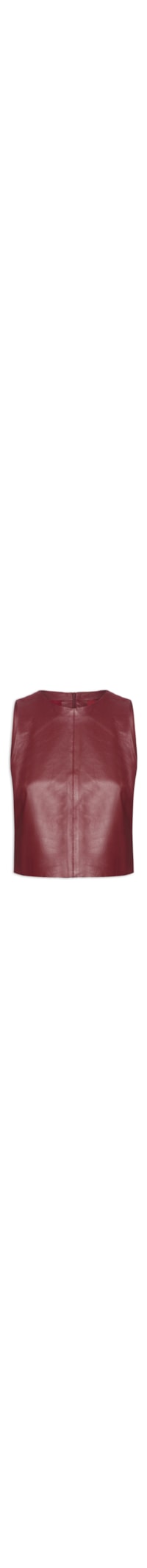 Top De Couro Cropped Open Cava - Vermelho