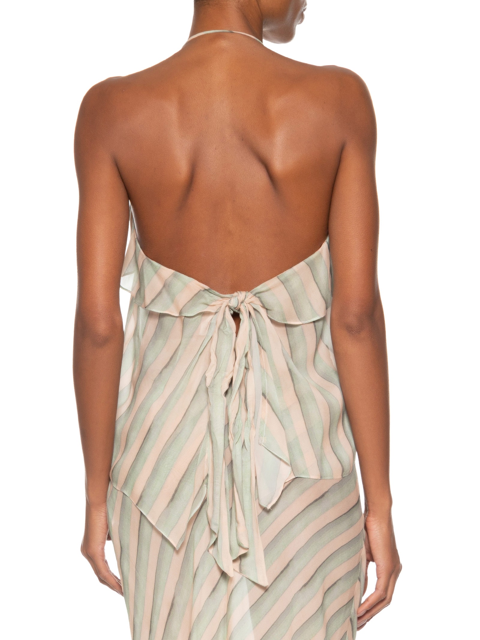Top De Georgette Leve Frente Única Estampado Verde Animale