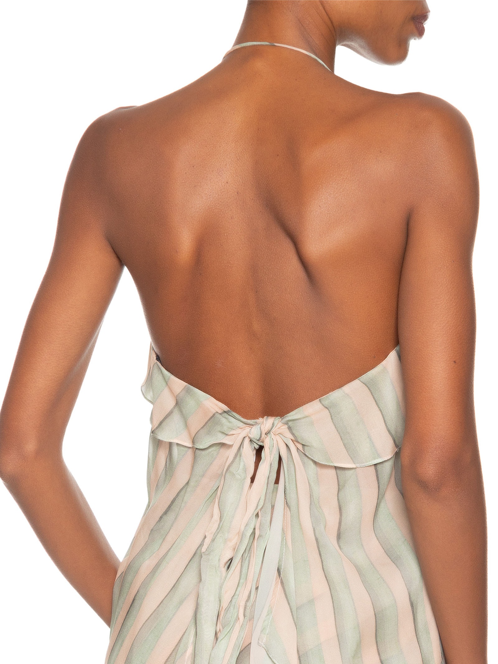 Top De Georgette Leve Frente Única Estampado Verde Animale