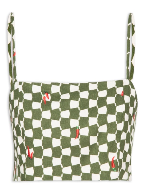 Top de Linho Estampa Chilli – Verde