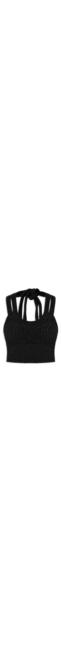 Top De Tricot Ponto Crochet - Preto