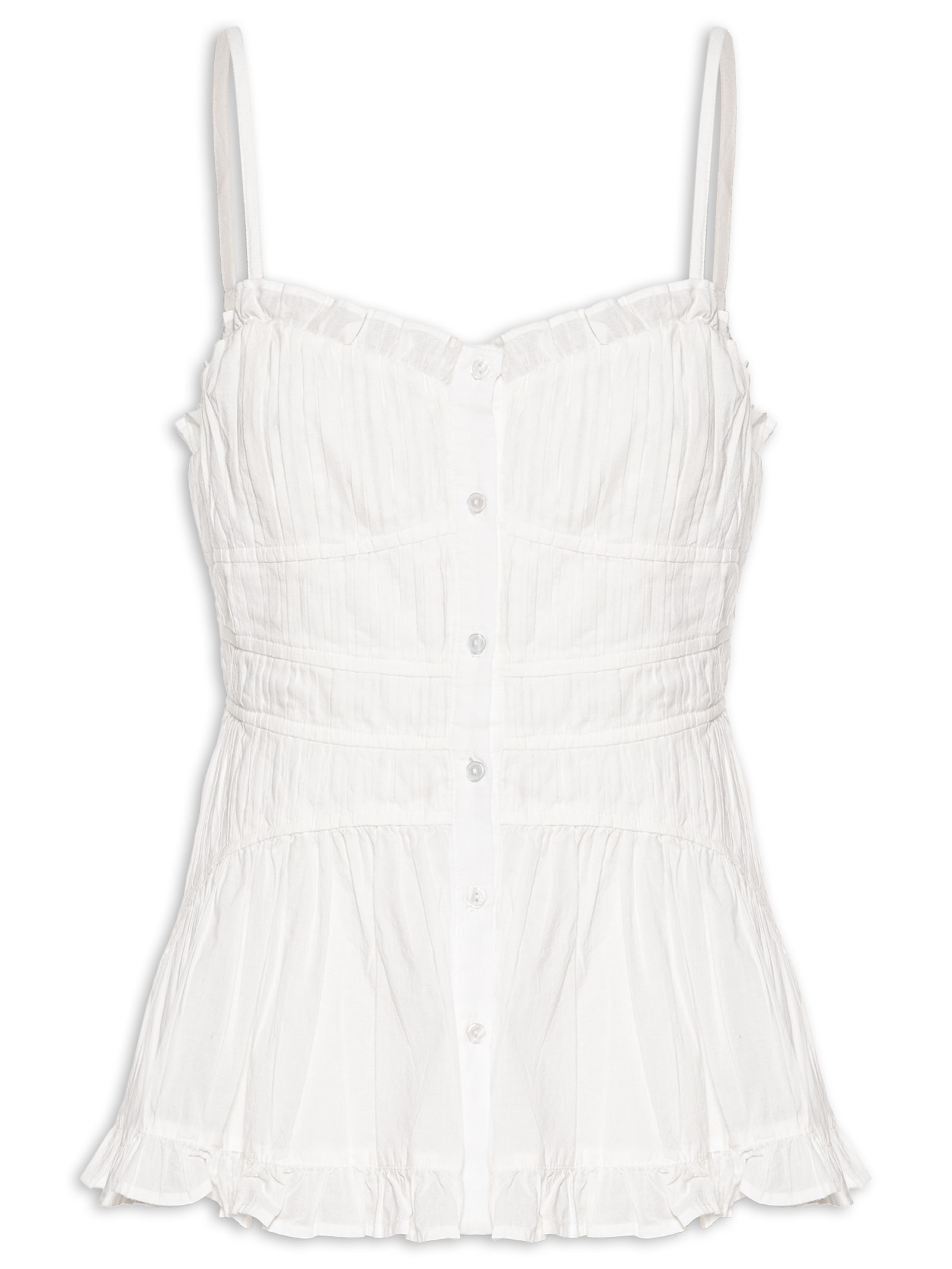 Top De Voil Franzido Com Botões Branco Animale Jeans