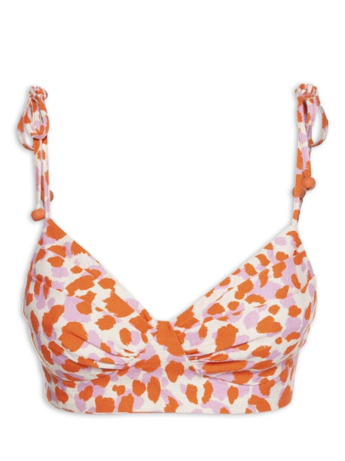 Top Drapeado Alcinha Estampa Onça – Laranja