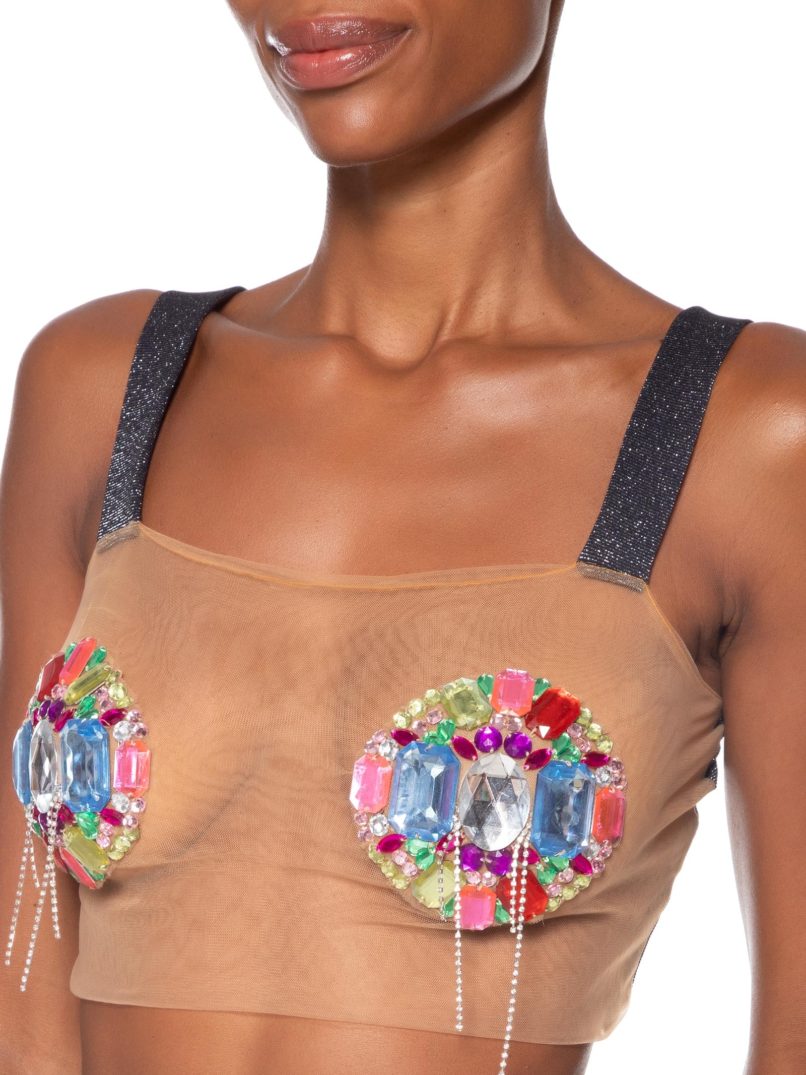 Top Elke Pedraria Bege Carnavália