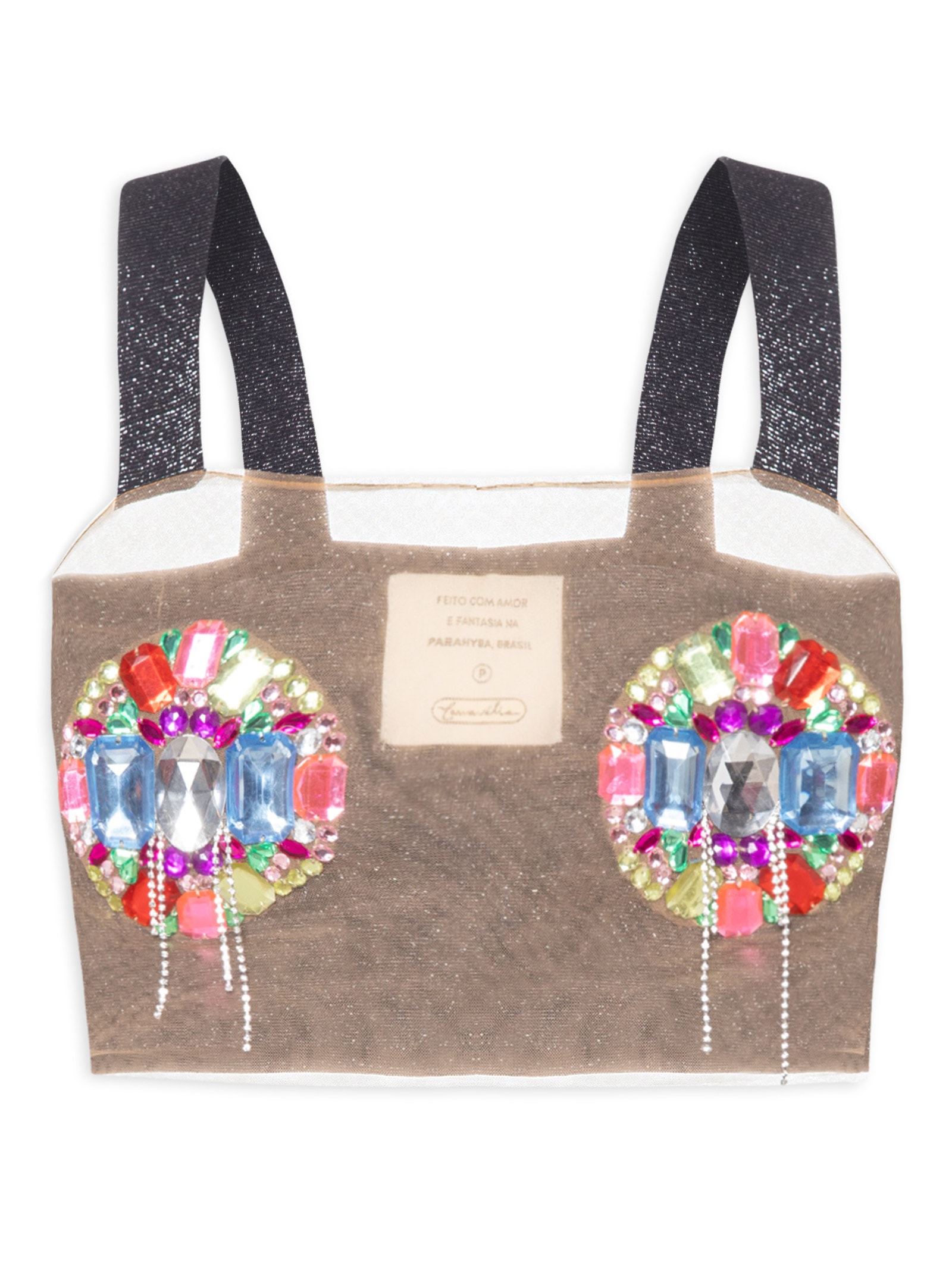 Top Elke Pedraria Bege Carnavália