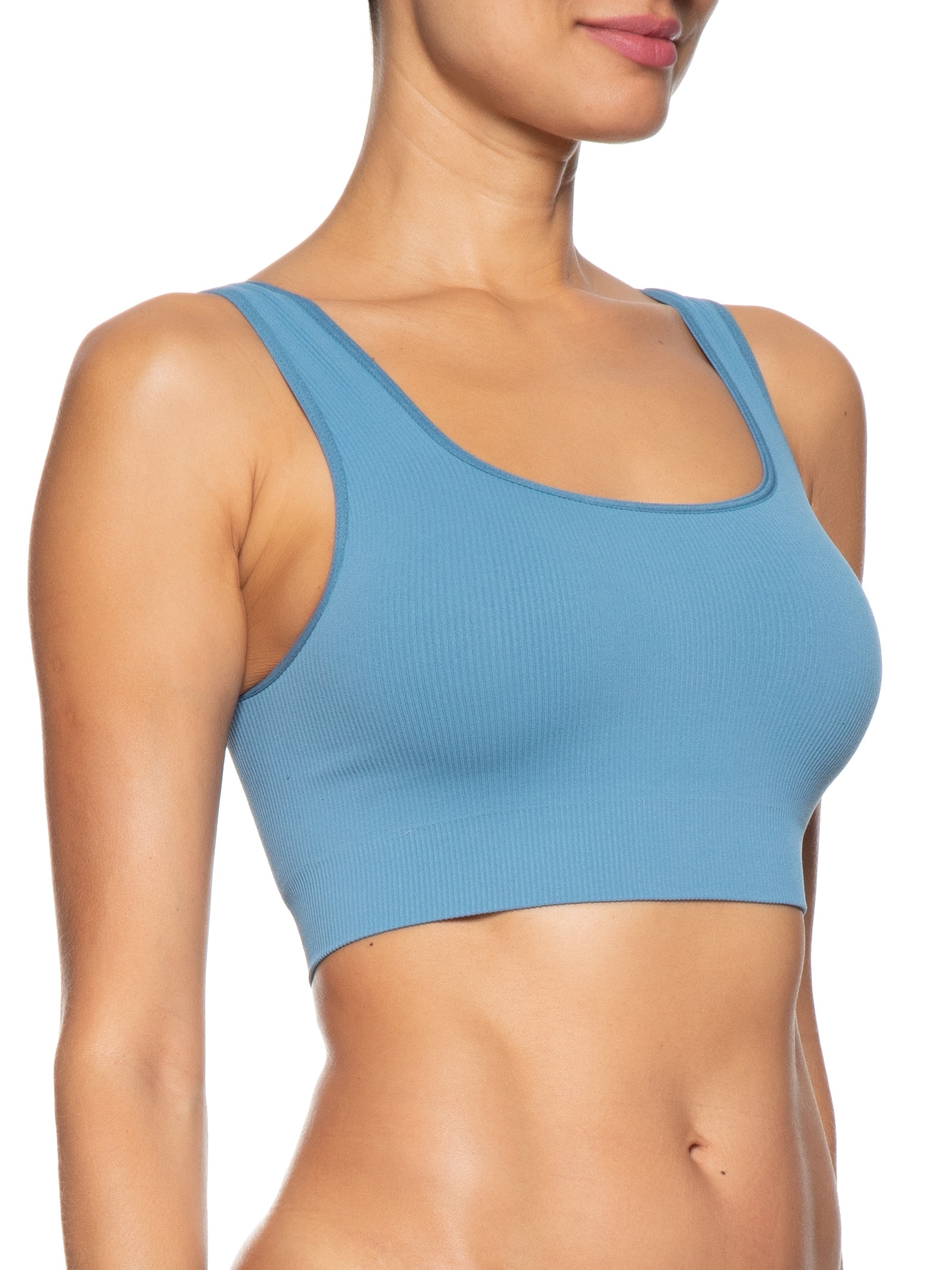 Top Em Microfibra Canelada Free Azul Hope