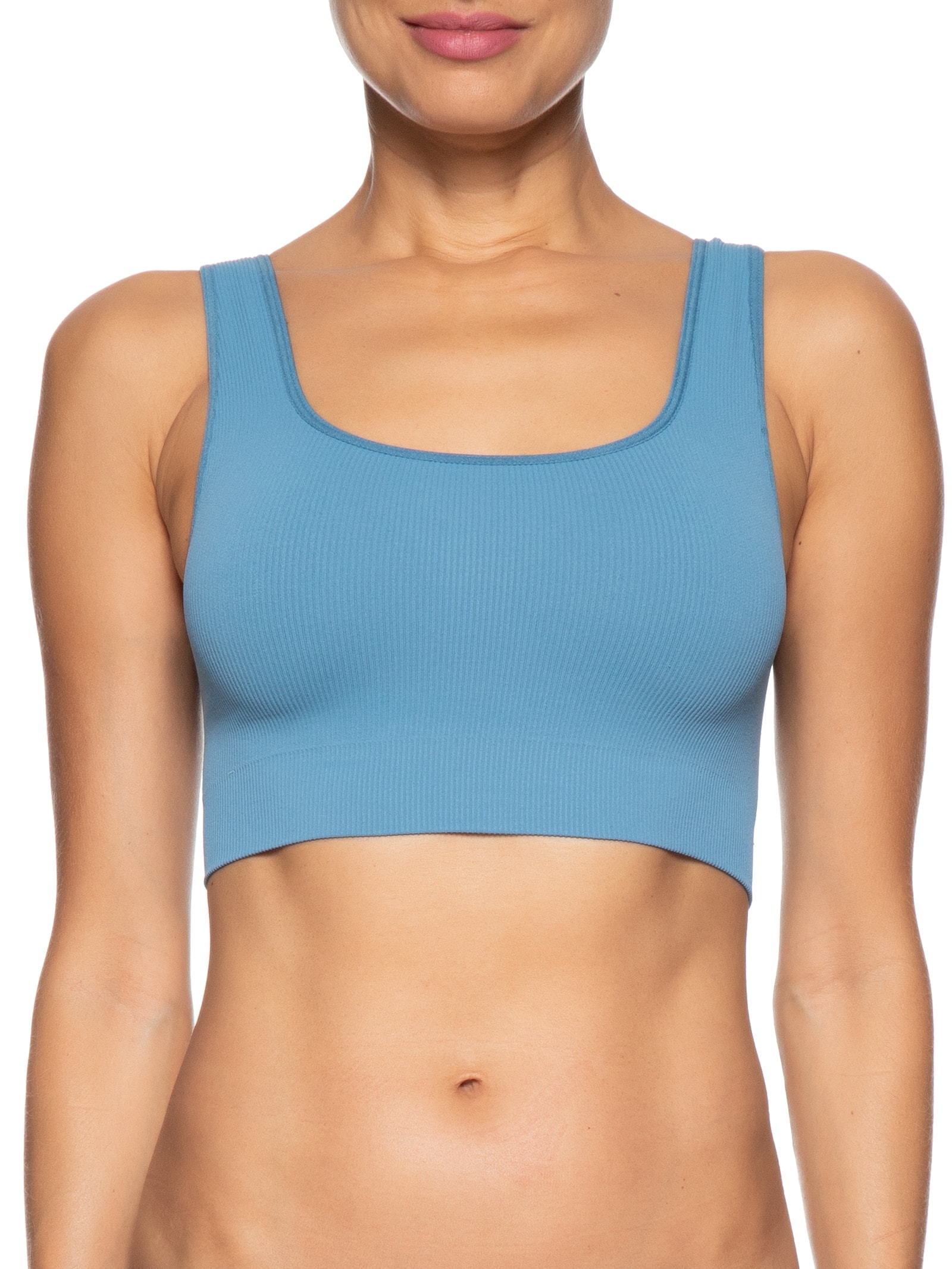 Top Em Microfibra Canelada Free Azul Hope