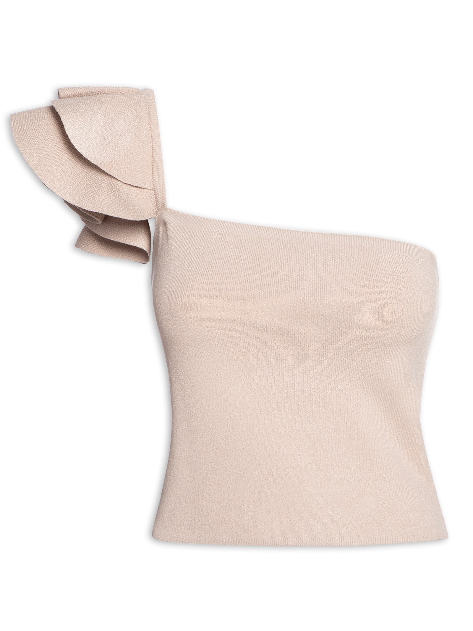 Top Em Tricot Com Alça Babado Bege Market 33