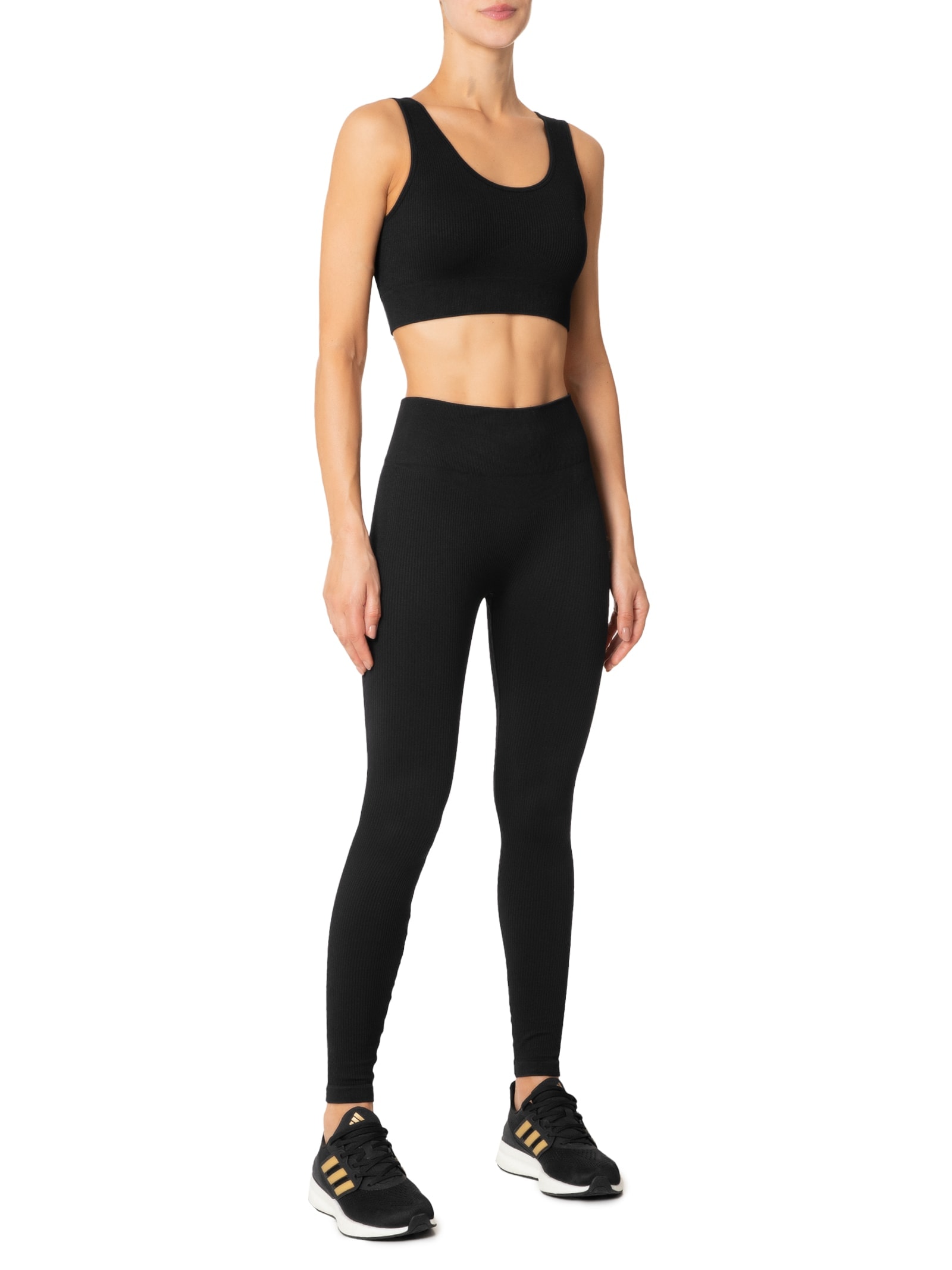 Top Esportivo Alças Largas Sem Costura Preto Hering Sports