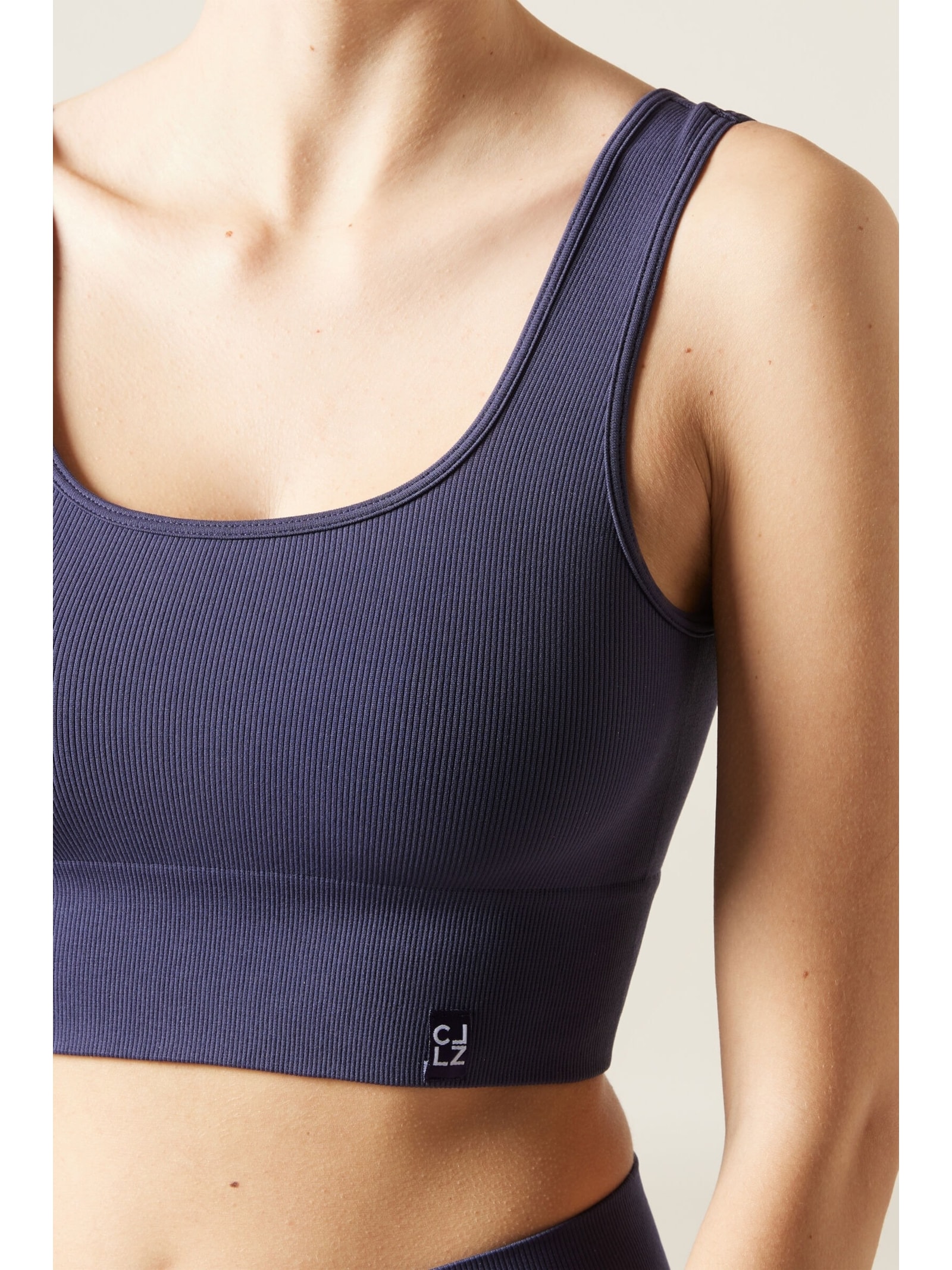 Top Esportivo Canelado Sem Costuras Azul Calzedonia