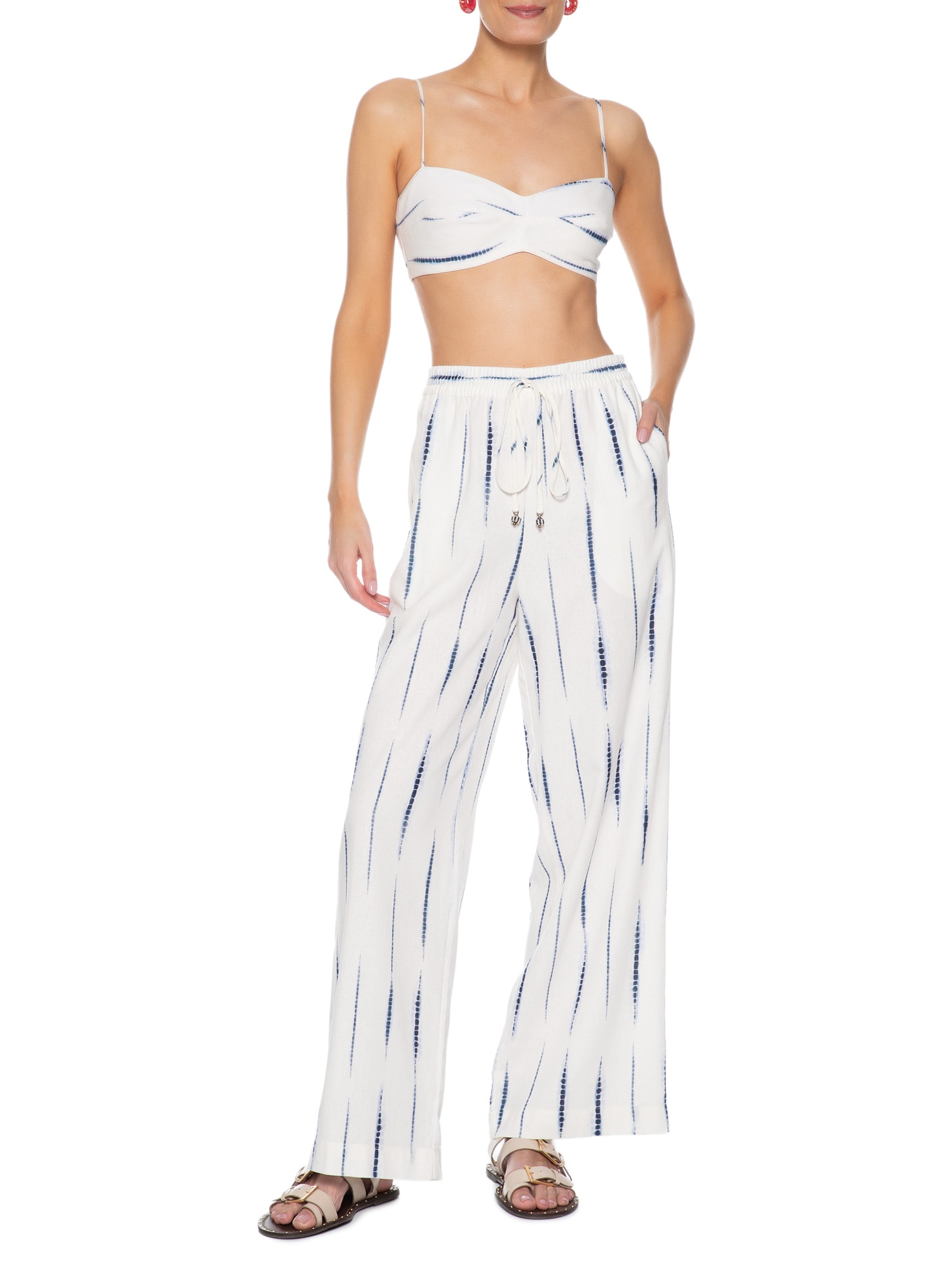 Top Estampa Listra Tie Dye Branco Dress To