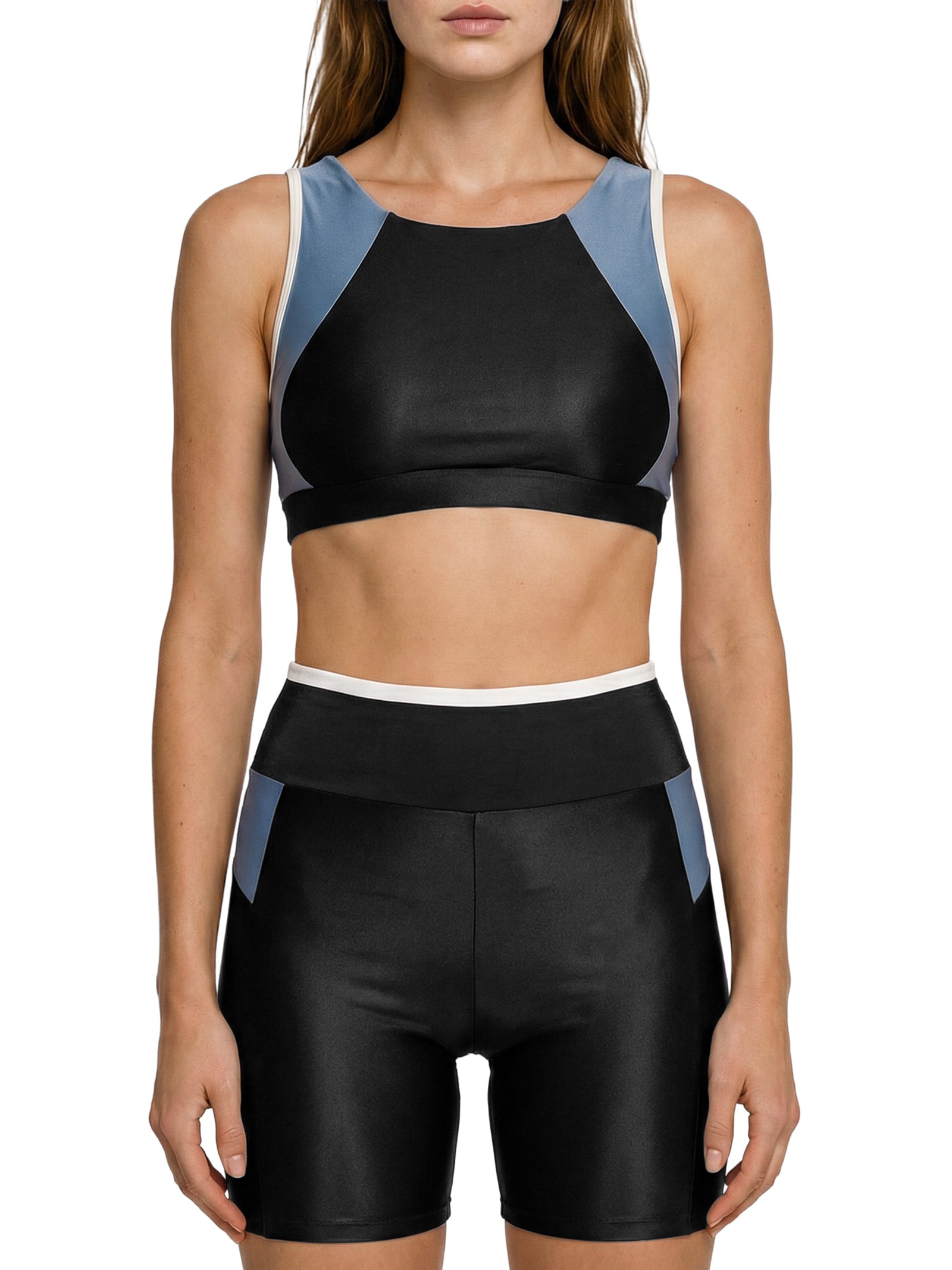 Top Feminino Alça Cruzada Liso Preto Body For Sure