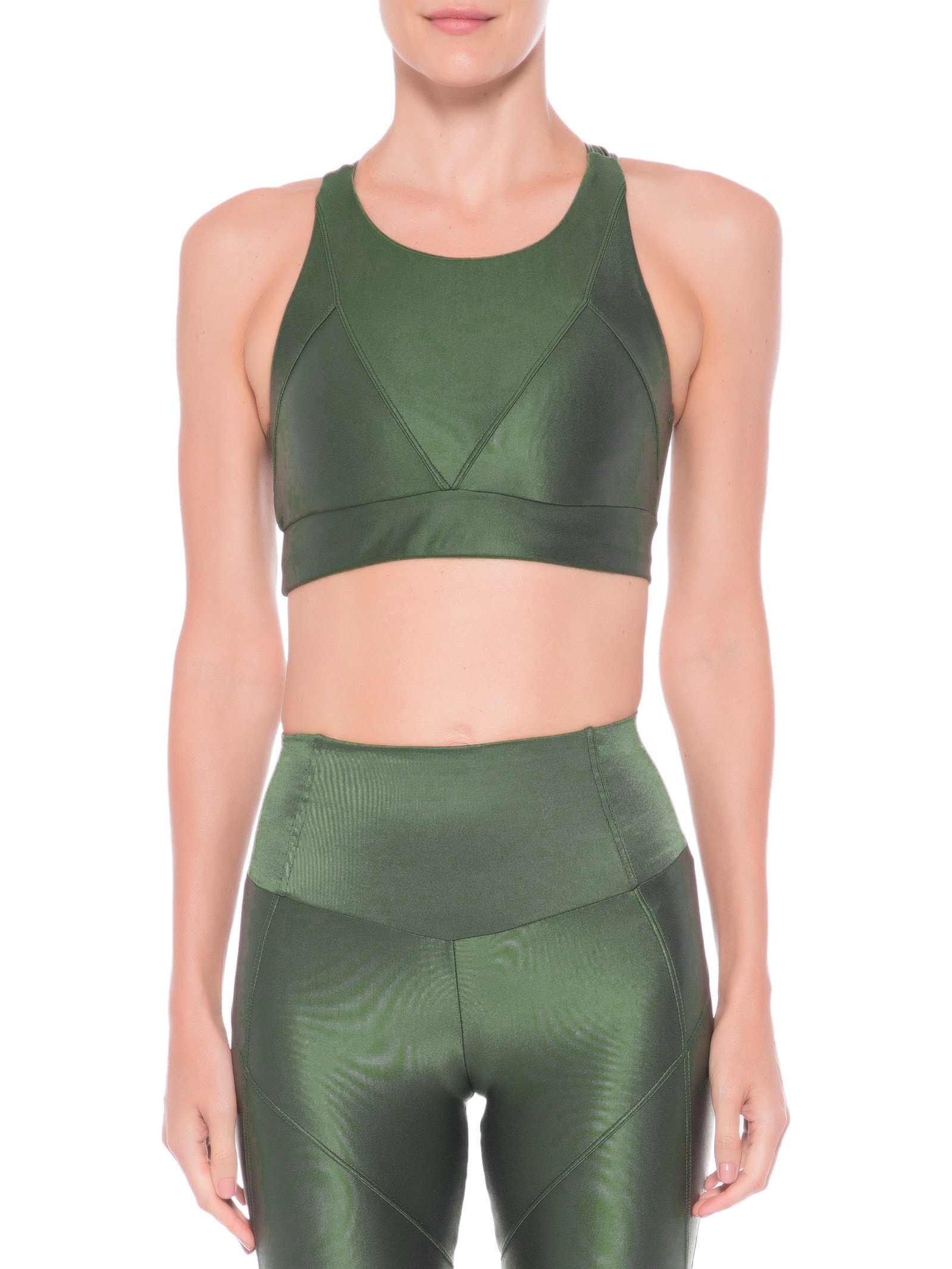 Top Feminino  Alça Cruzada Liso Verde Body For Sure