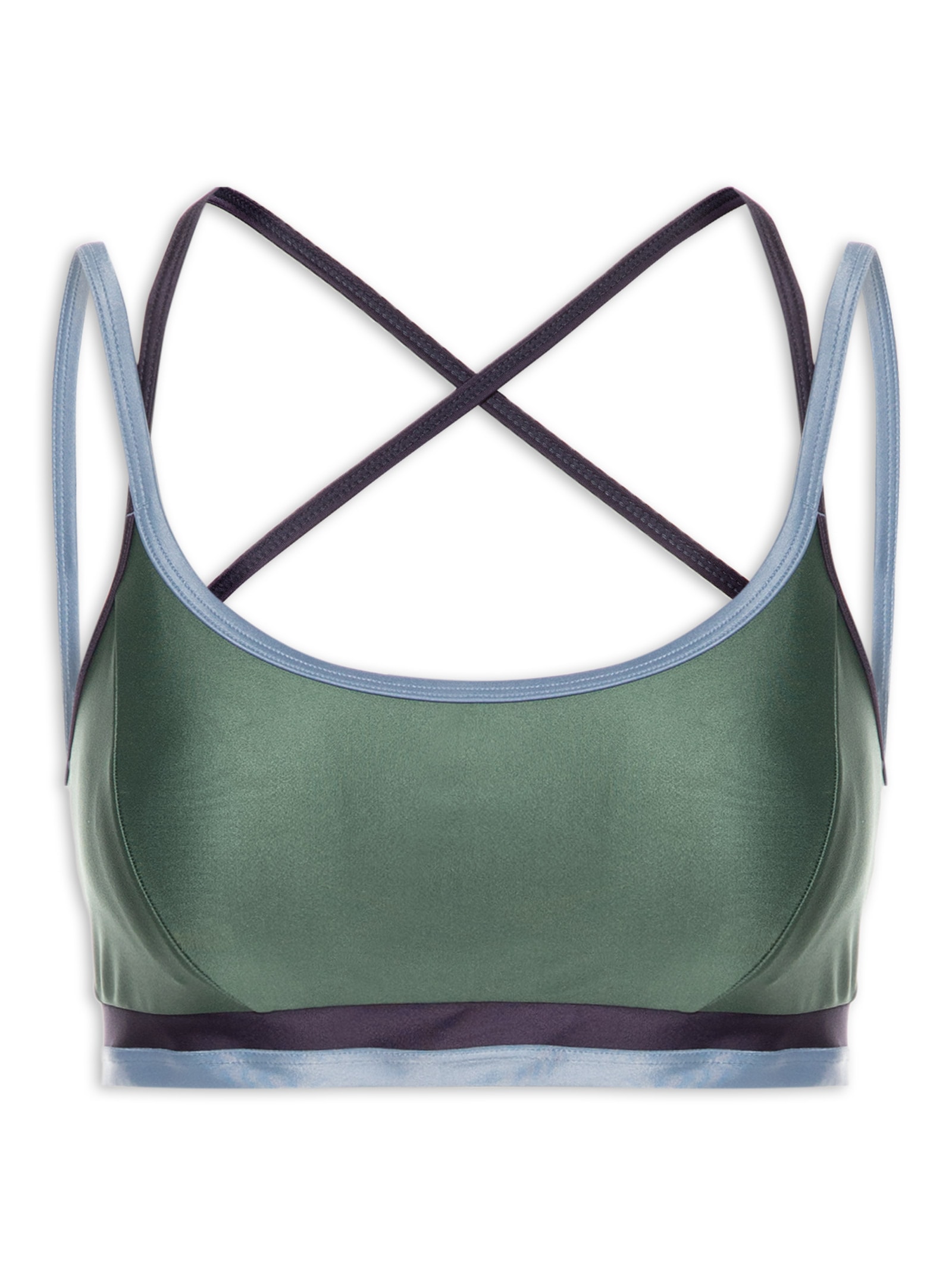 Top Feminino Alça Cruzada Liso Verde Body For Sure