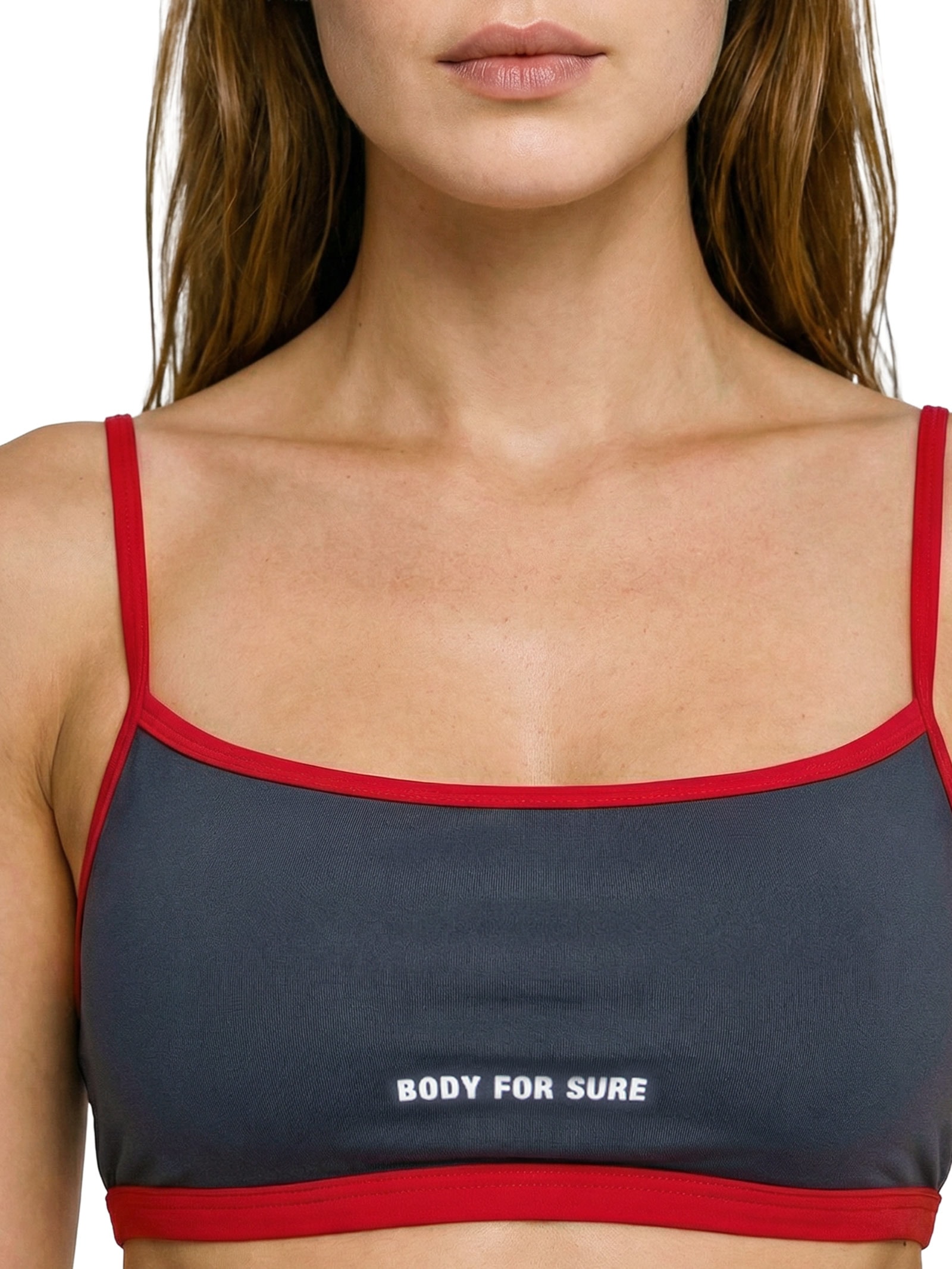 Top Feminino Alça Reta Liso Cinza Body For Sure