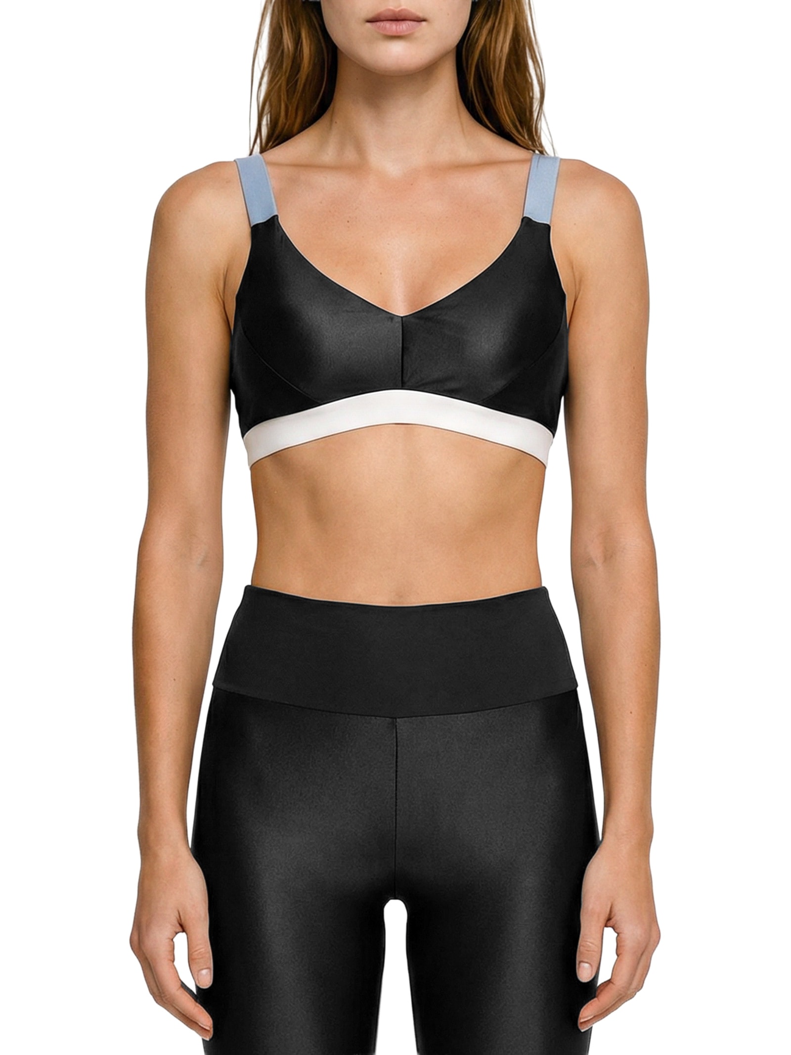 Top Feminino Alça Reta Liso Preto Body For Sure
