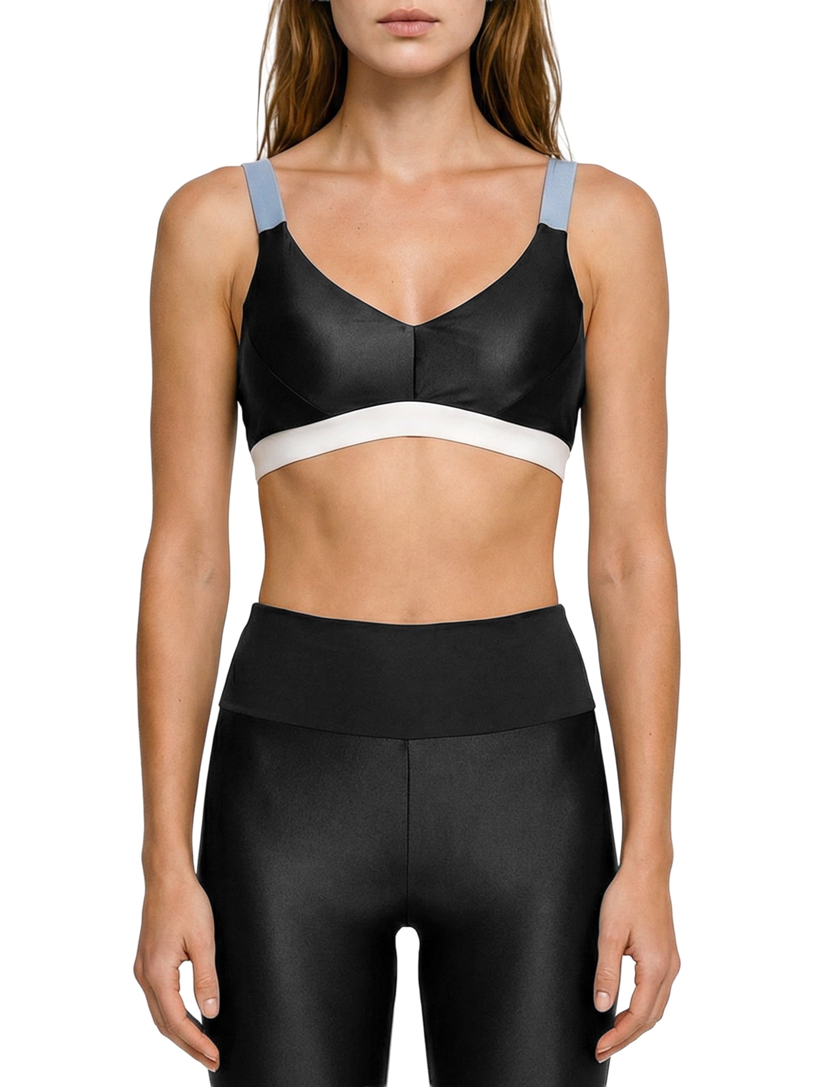 Top Feminino Alça Reta Liso Preto Body For Sure