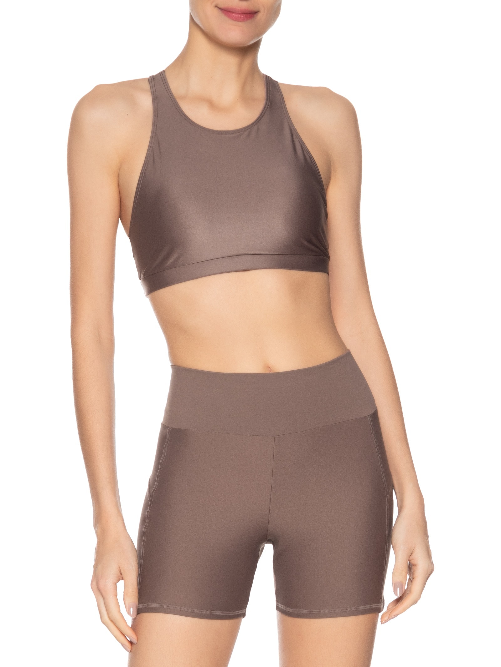 Top Feminino Basic Marrom Body For Sure