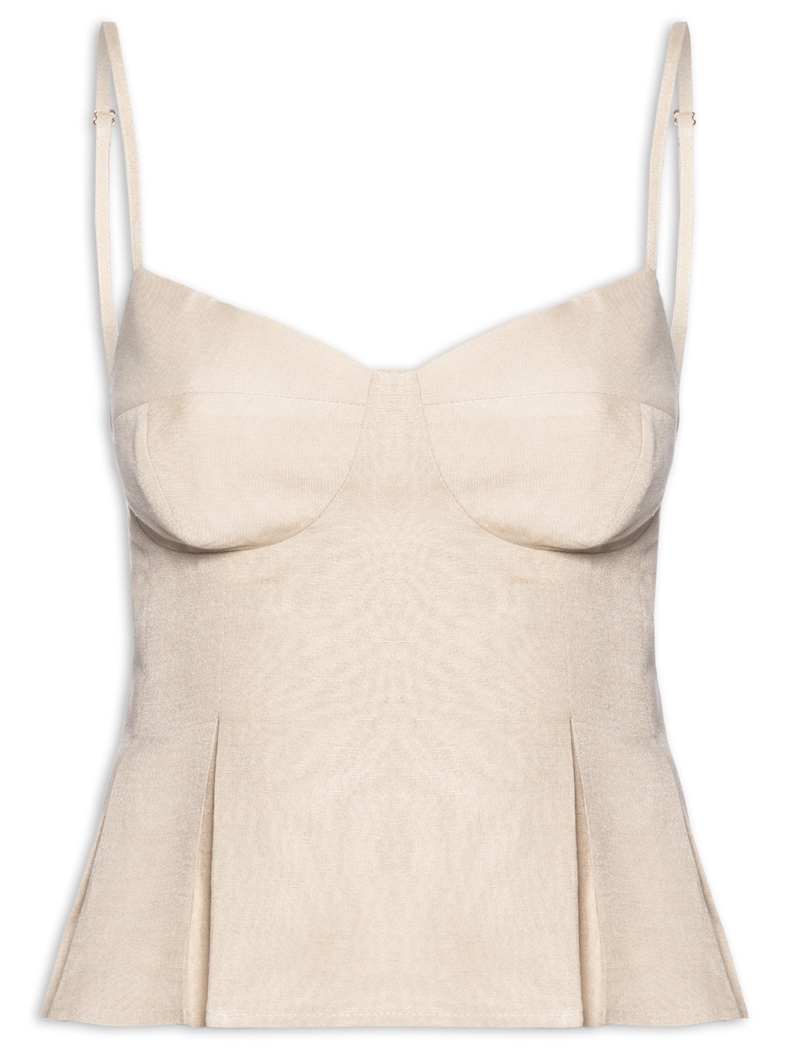 Top Feminino Com Linho Chino Bege Animale