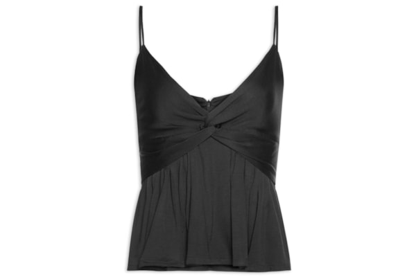 Top Feminino Cropped Peplum - Preto