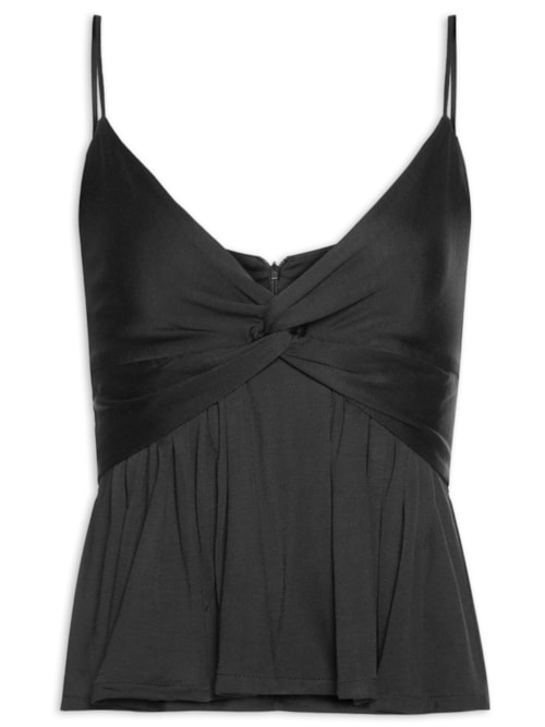 Top Feminino Cropped Peplum - Preto