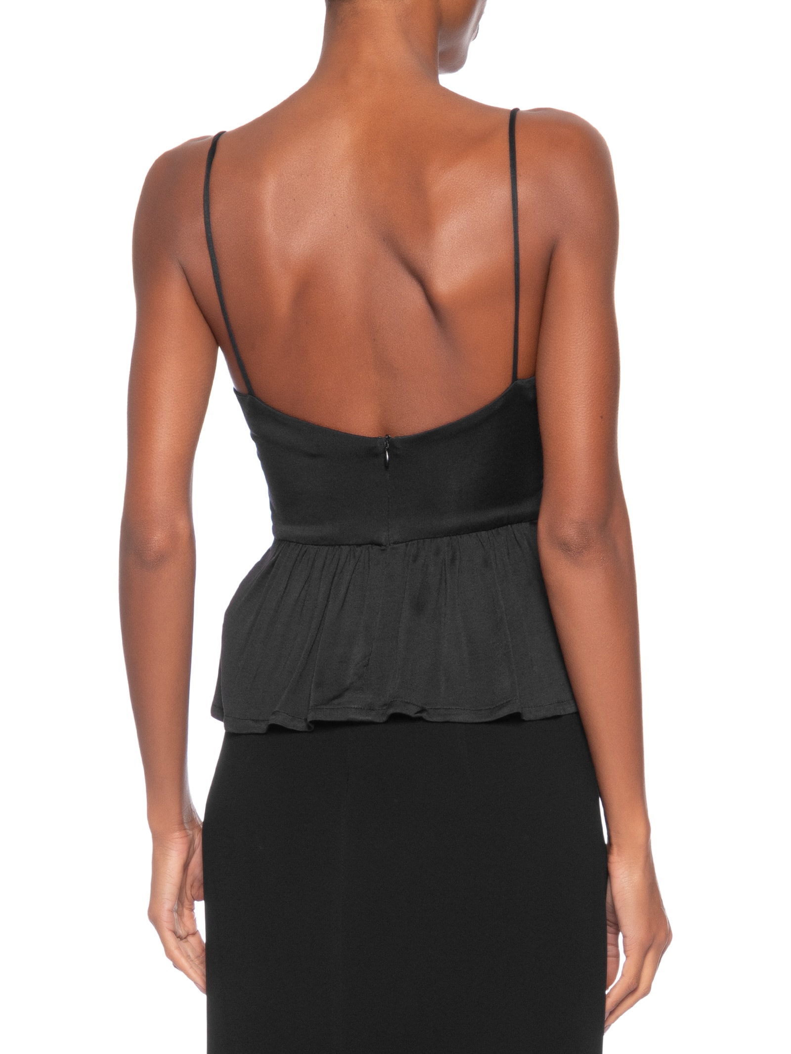 Top Feminino Cropped Peplum Preto Animale