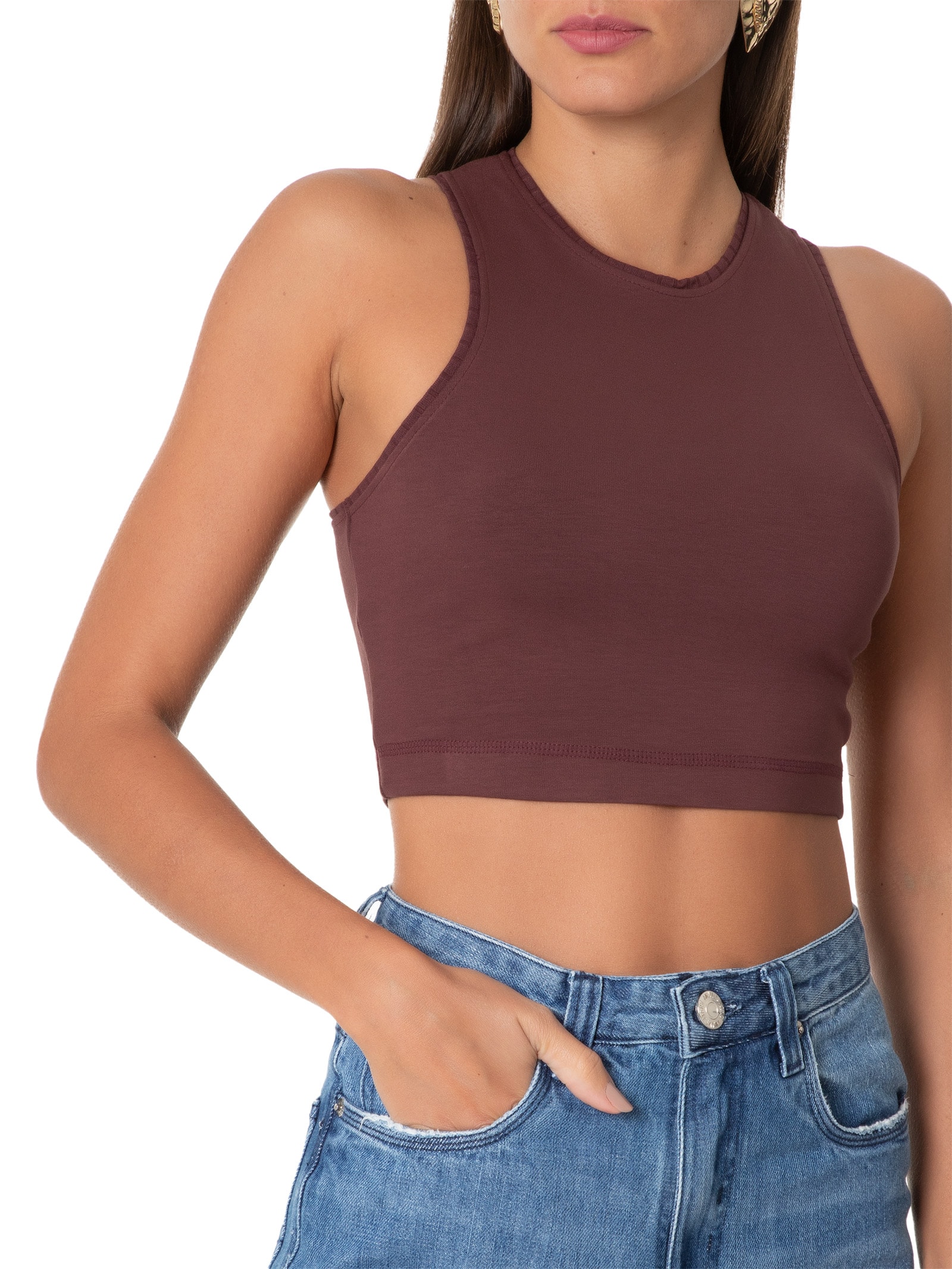 Dzarm - Top Feminino Cropped - Vinho