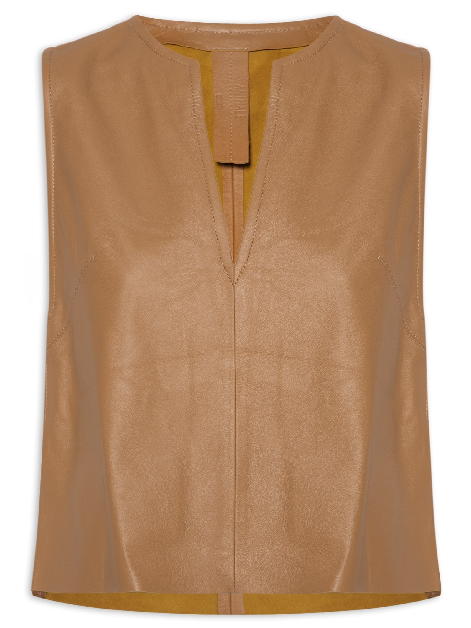 Top Feminino de Couro Decote Profundo – Marrom Animale