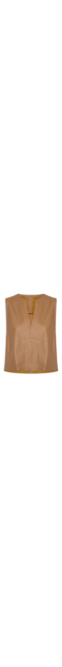 Top Feminino de Couro Decote Profundo – Marrom