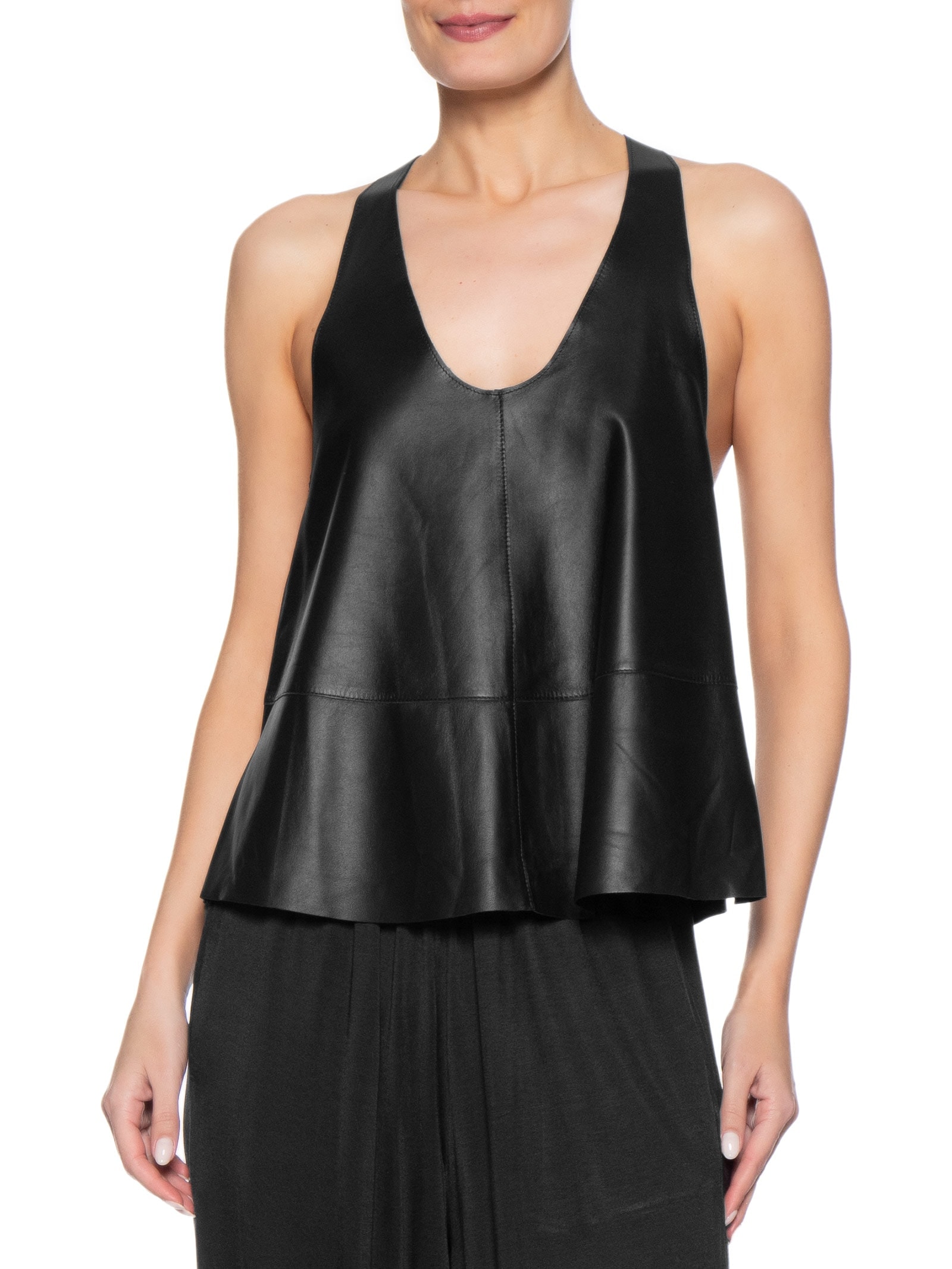 Top Feminino de Couro Nadador Color Preto Animale