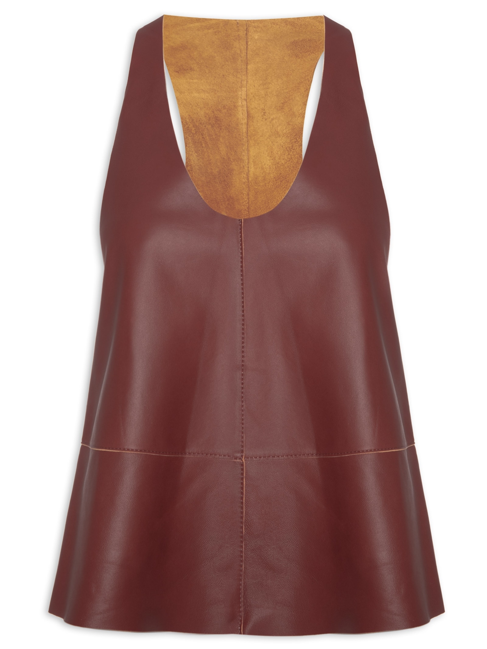 Top Feminino de Couro Nadador Color Vermelho Animale