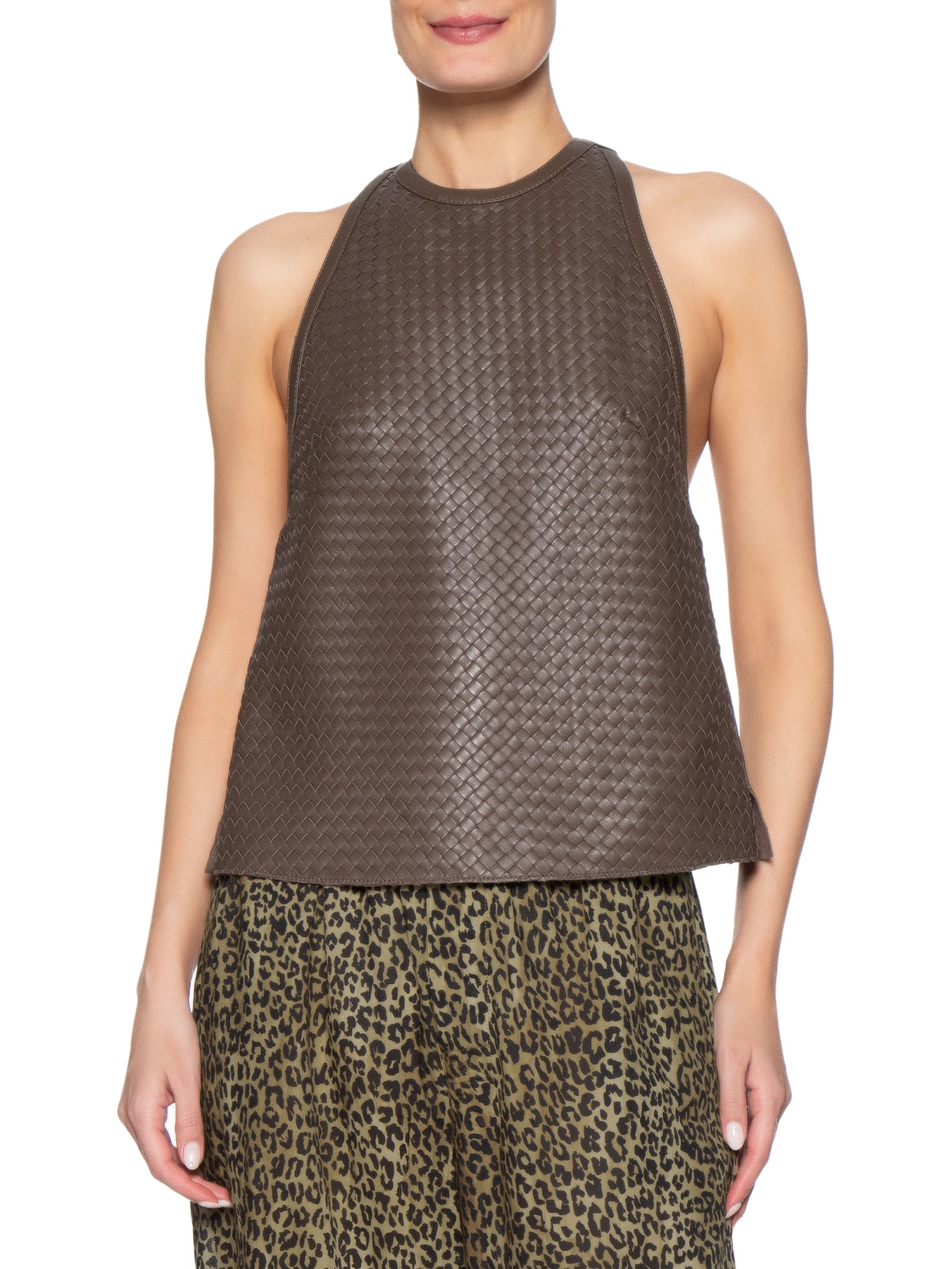 Top Feminino de Couro Tresset – Marrom Animale