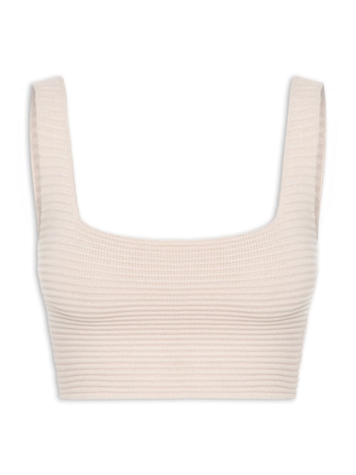 Top Feminino Em Tricot – Bege