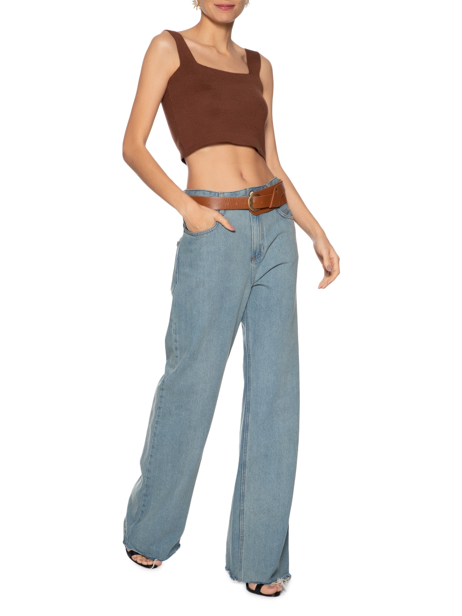 Top Feminino Em Tricot Marrom Market 33