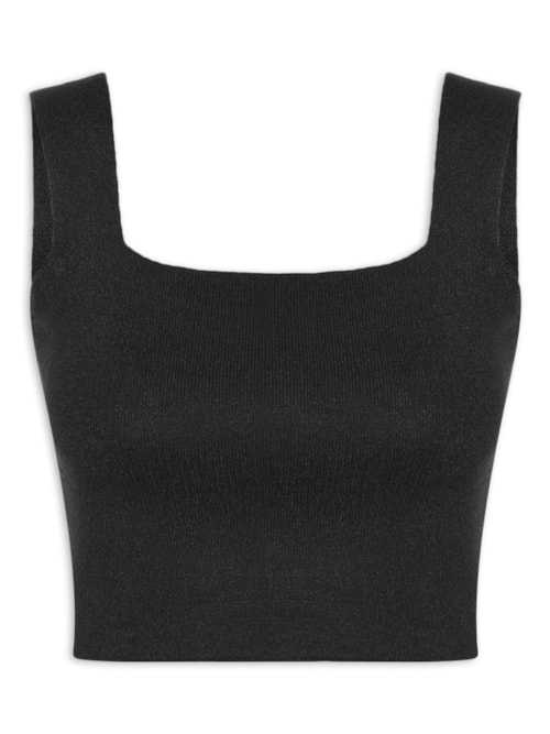 Top Feminino Em Tricot – Preto