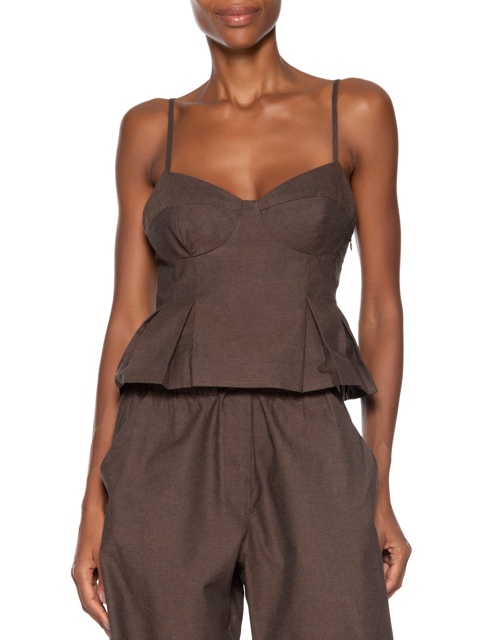 Top Feminino Fio Tinto Marrom Animale