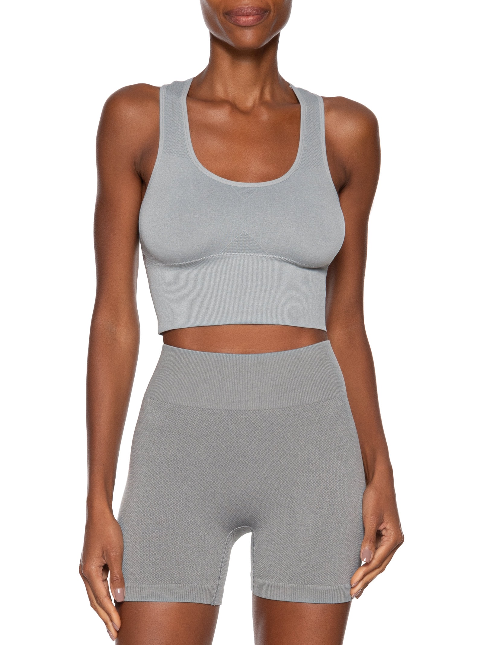 Top Feminino Fitness Com Bojo Removível Cinza Basiq