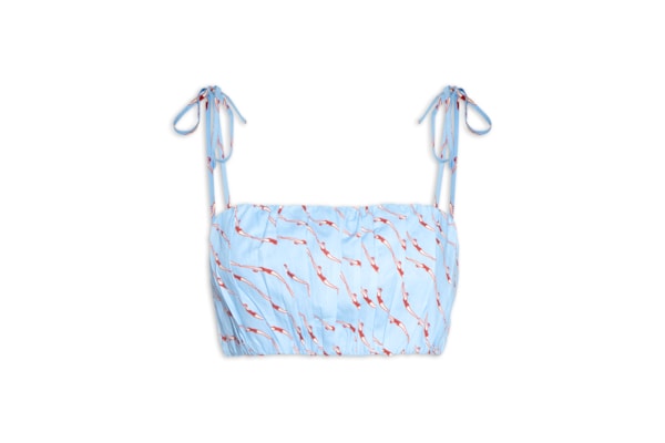 Top Feminino Franzido Estampa Nadadoras - Azul