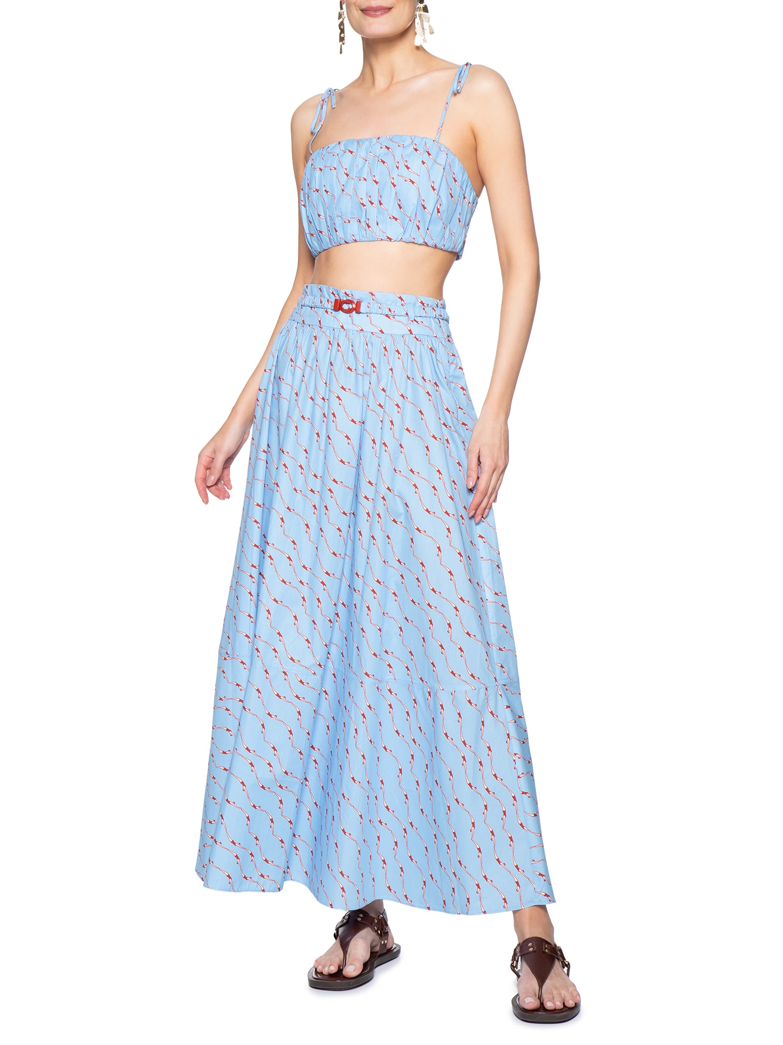 Top Feminino Franzido Estampa Nadadoras Azul Dress To
