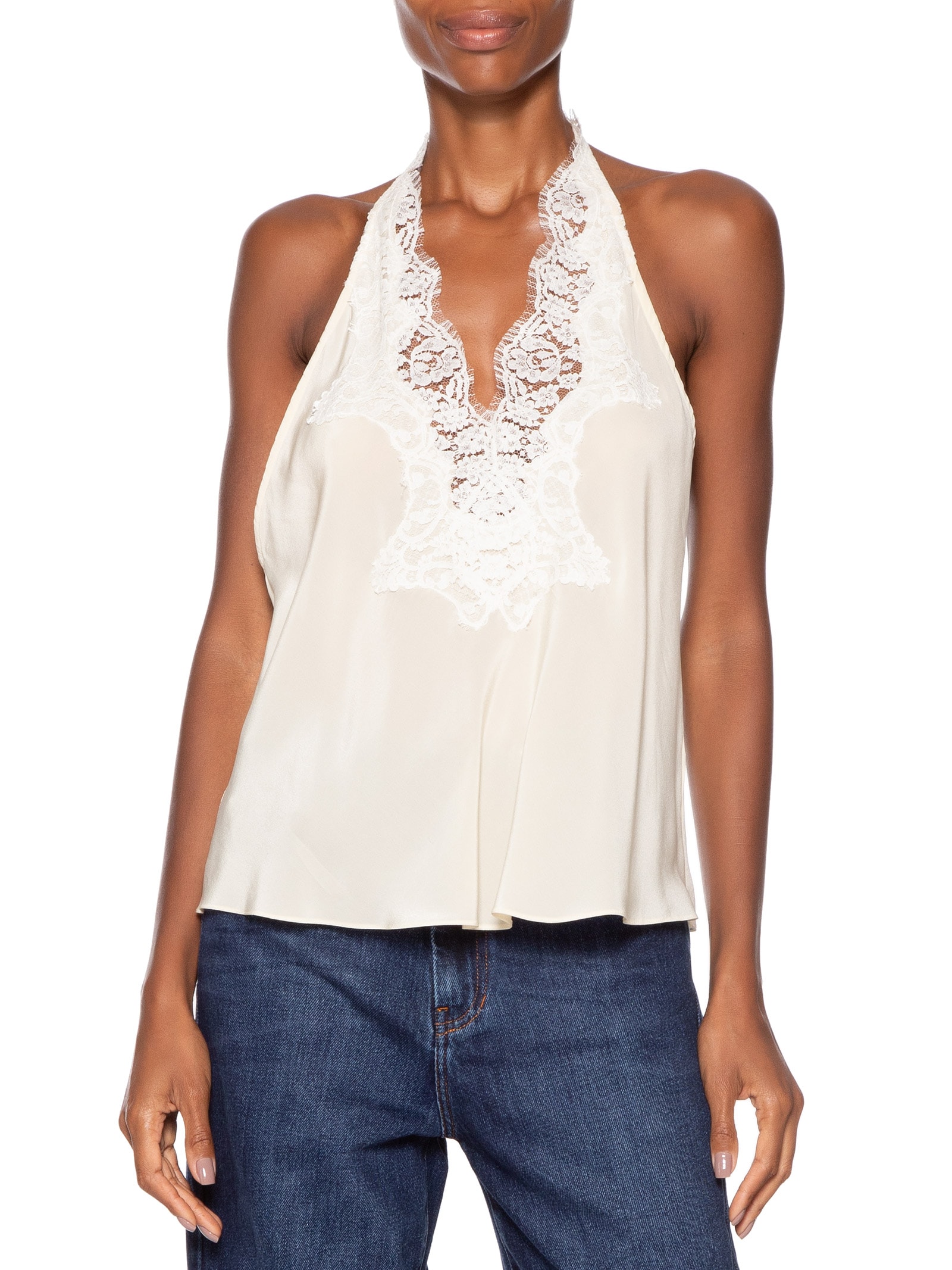 Top Feminino Frente Única Renda Bege Animale