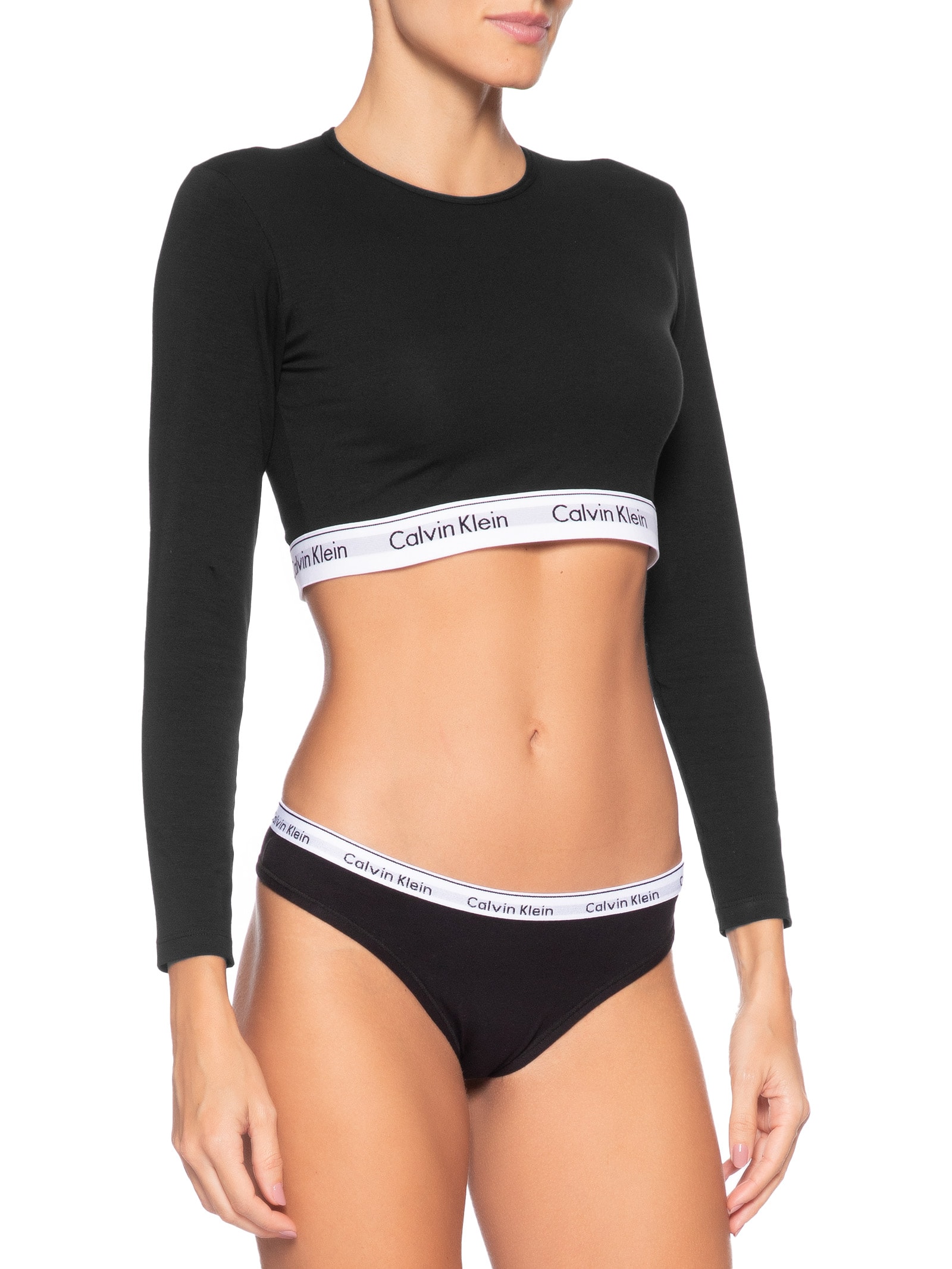 Top Feminino Manga Longa Modern Cotton Preto Calvin Klein Underwear