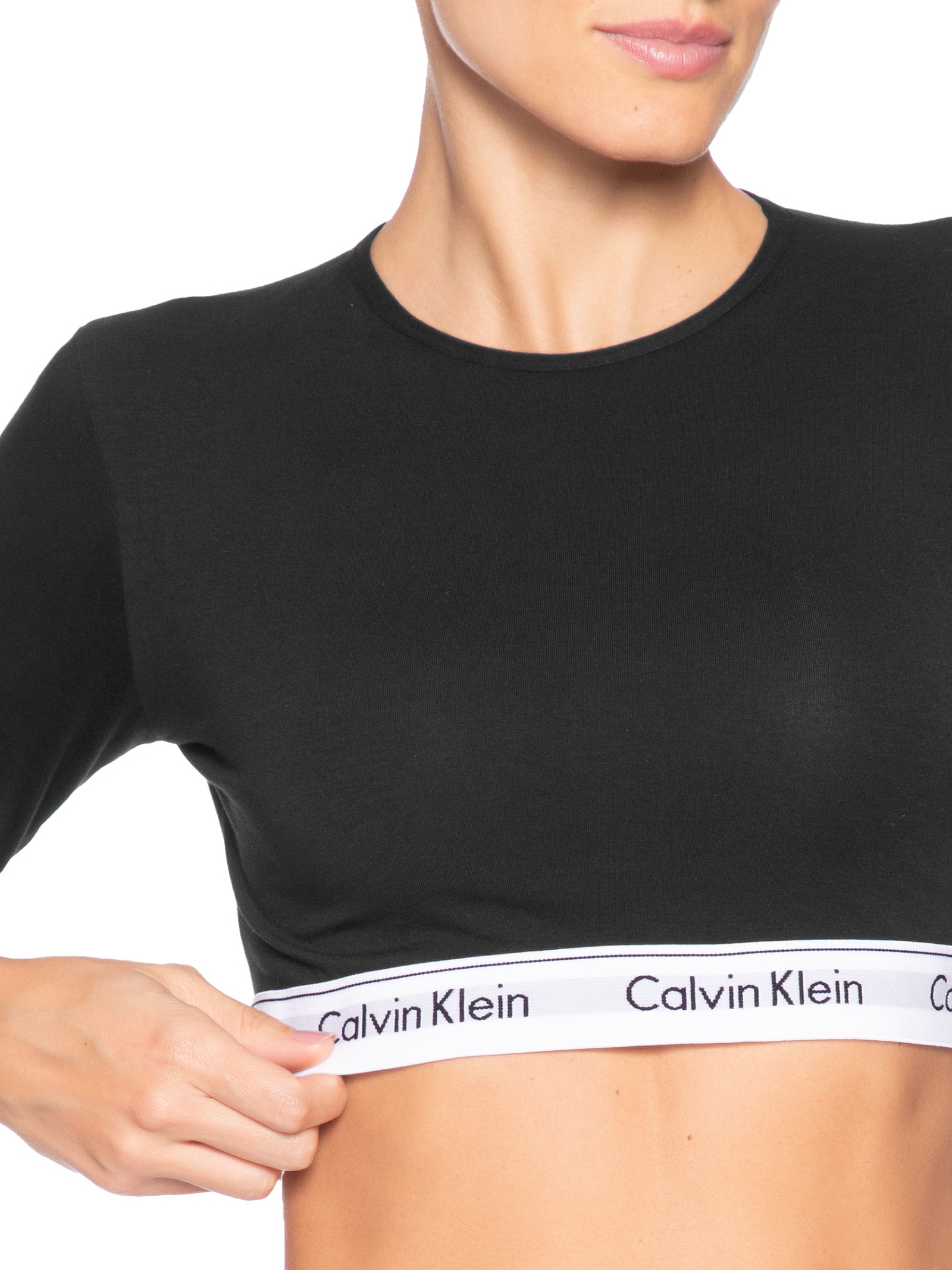 Top Feminino Manga Longa Modern Cotton Preto Calvin Klein Underwear