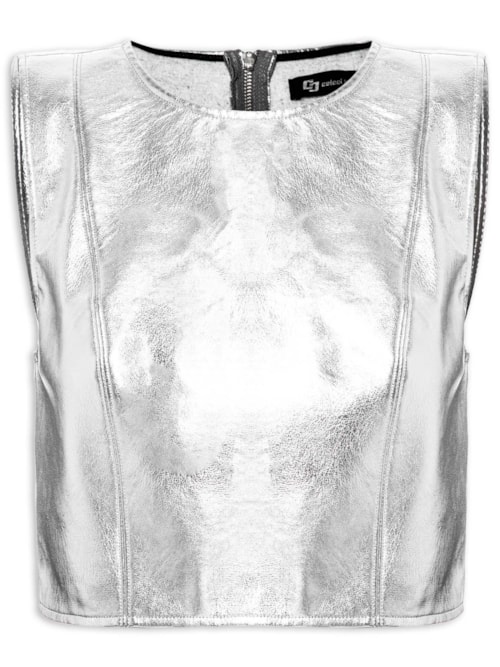 Top Feminino Metalizado – Prata