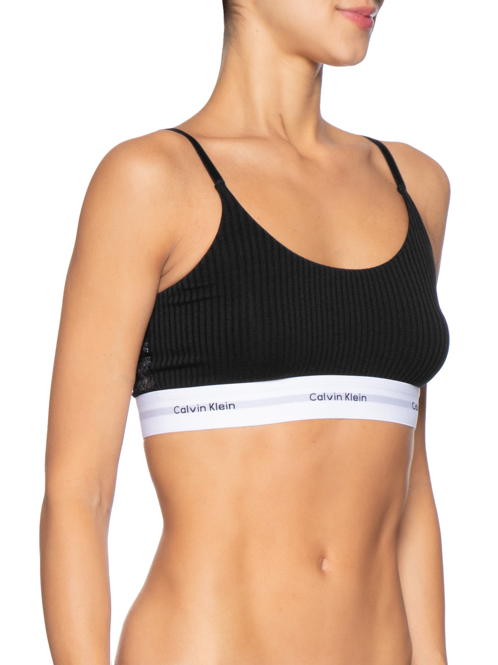 Top Feminino Modal Lace Modern Logo – Preto Calvin Klein Underwear