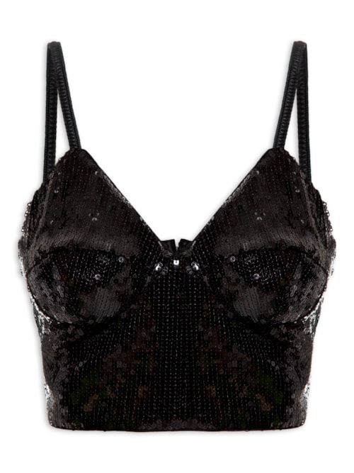 Top Feminino Paetê - Preto