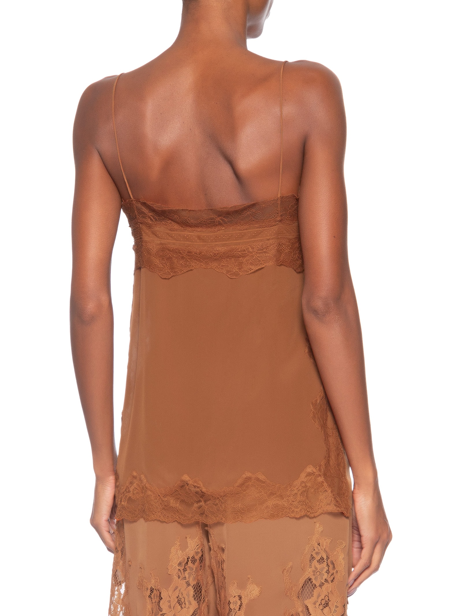 Top Feminino Painel Com Renda Biscoito Marrom Animale