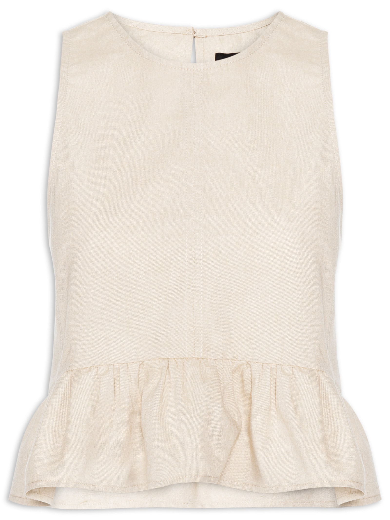 Top Feminino Peplum De Algodão Bege Animale